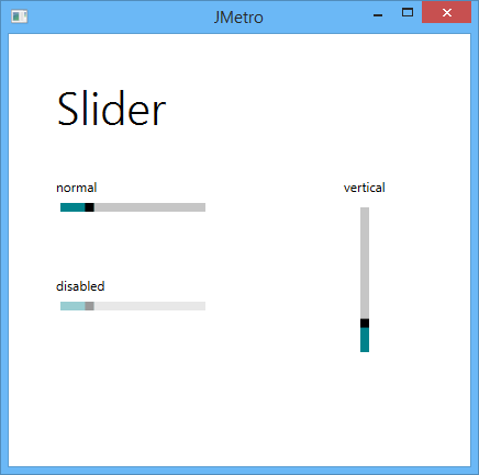 Slider control JMetro light theme, Java, JavaFX theme, inspired by Microsoft Metro (now named Fluent Design)