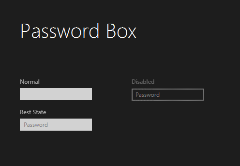 Password Field JMetro dark theme, Java (JavaFX) style inspired by Microsoft Metro (predecessor of Fluent Design)
