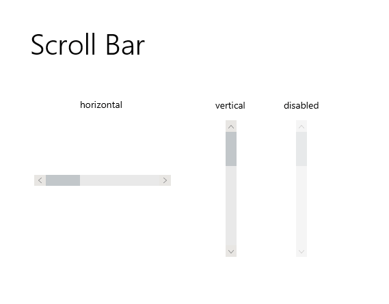Scroll Bar control JMetro light theme, Java, JavaFX theme, inspired by Fluent Design System (previously named 'Metro').