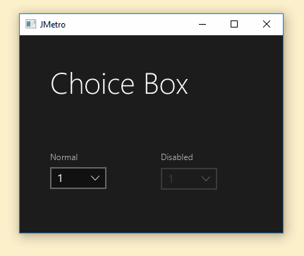 Choice Box using Javafx theme JMetro dark